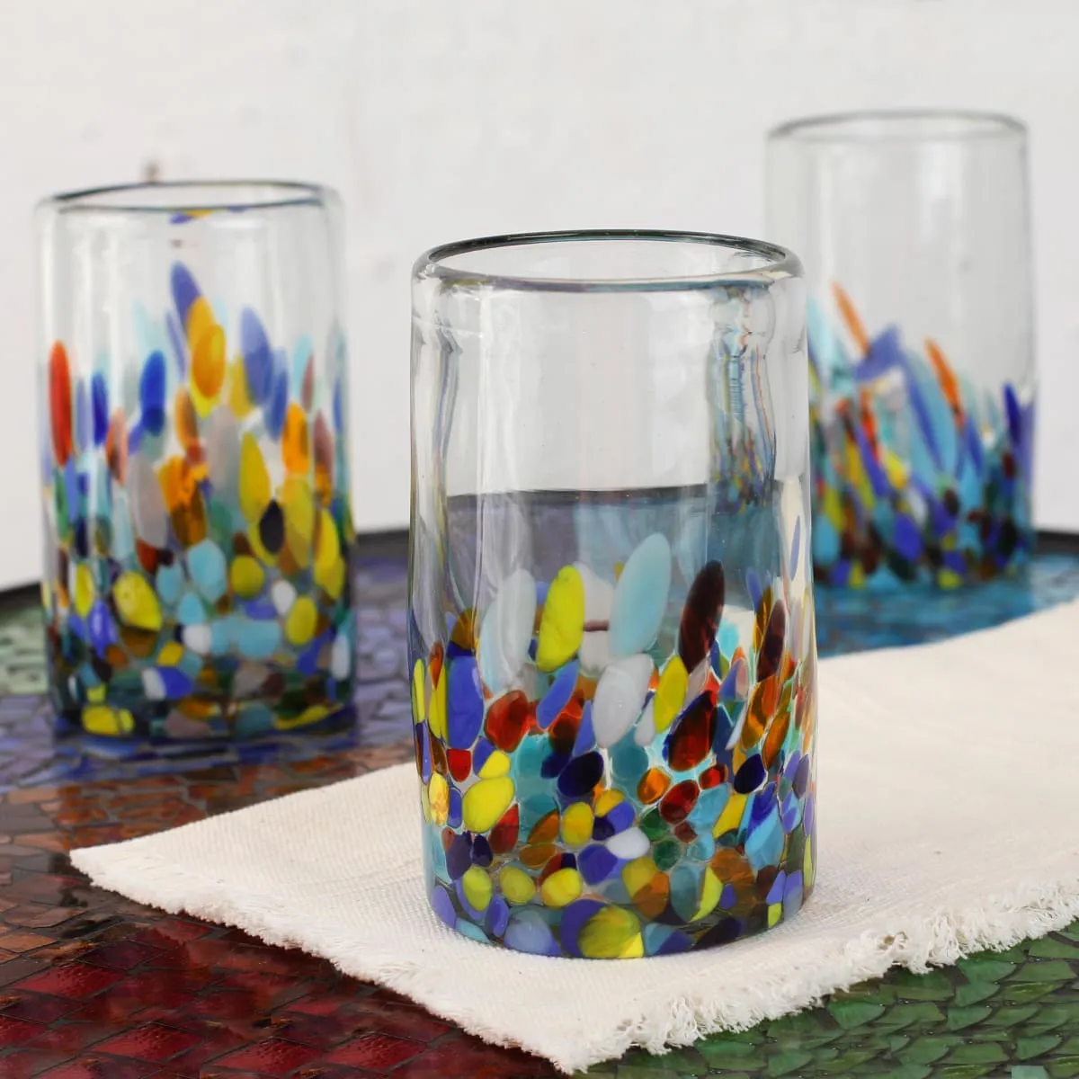 Novica Confetti Festival Blown Glass Tumblers (Set Of 6)