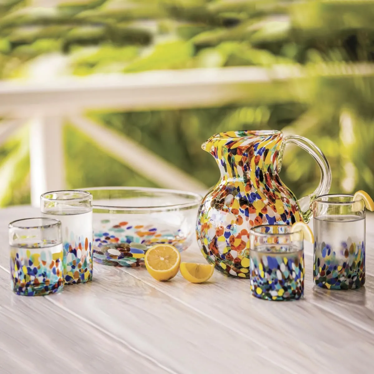 Novica Confetti Festival Blown Glass Tumblers (Set Of 6)