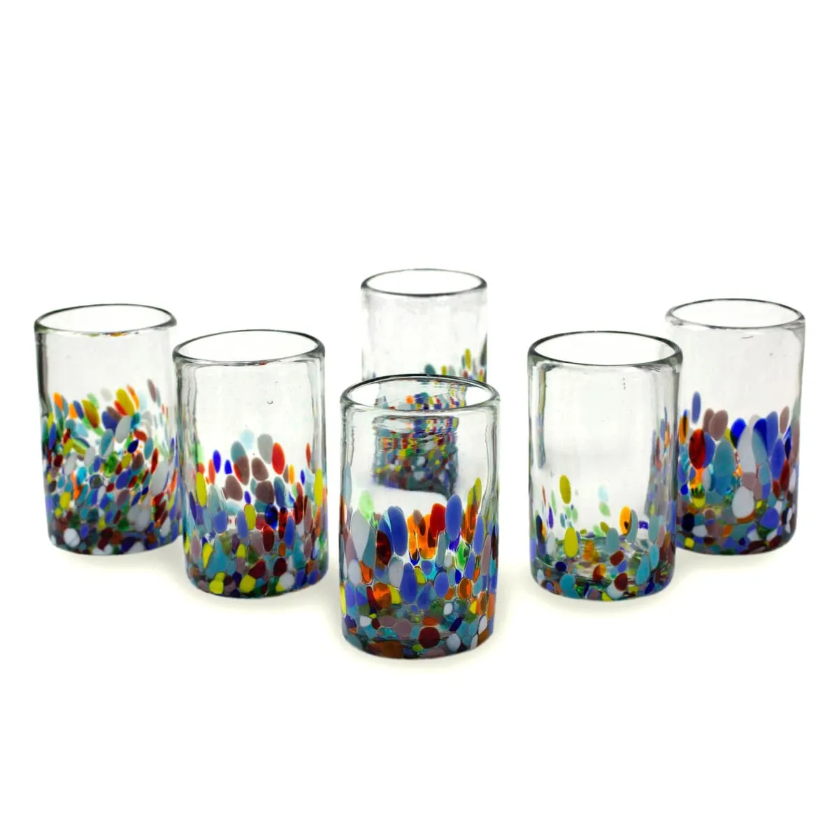 Novica Confetti Festival Blown Glass Tumblers (Set Of 6)