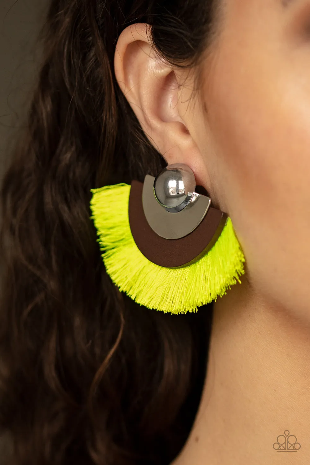 Paparazzi Fan The FLAMBOYANCE - Yellow Earrings