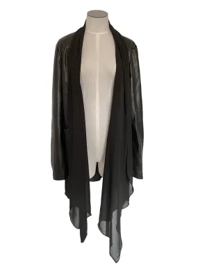 Patrizia Luca Black Faux Leather & Chiffon Size L Jacket