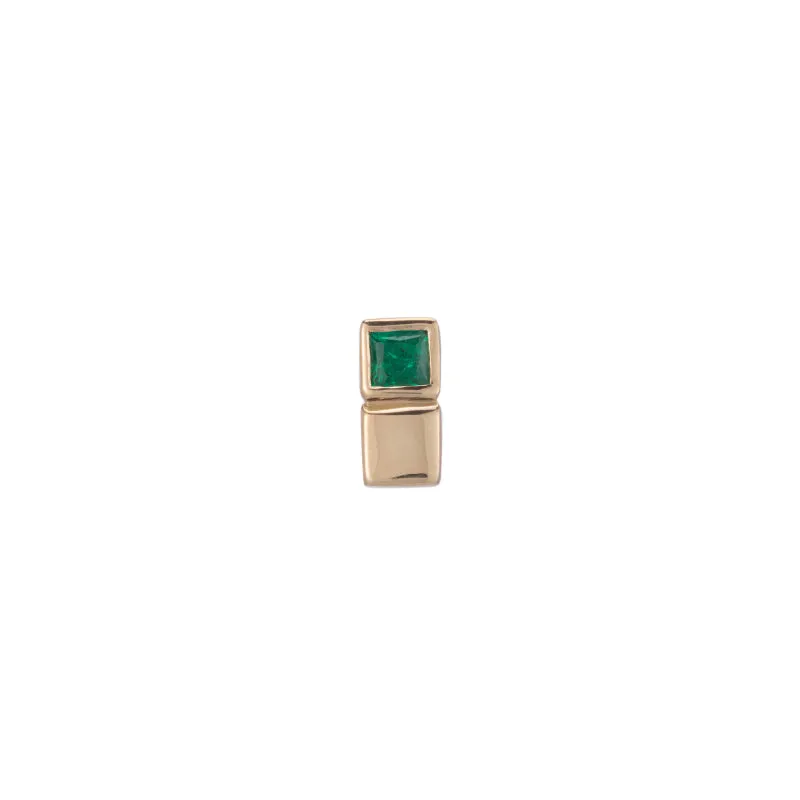 Princess Cut Emerald Cube Stud (Single)