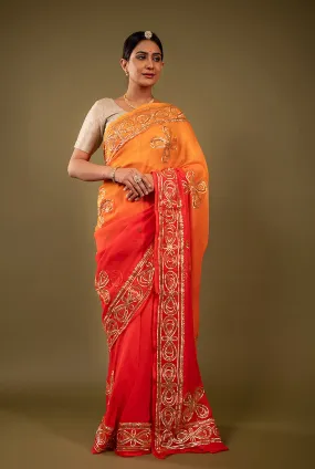 Pure Chiffon Gotapatti Work Saree