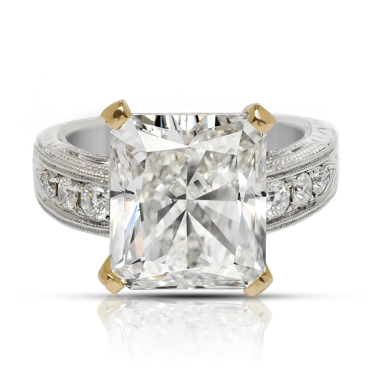 QUEEN 9 CARAT RADIANT CUT F COLOR VS2 CLARITY DIAMOND ENGAGEMENT RING 18K GOLD CERTIFIED 8 CT F VS2 BY MIKE NEKTA