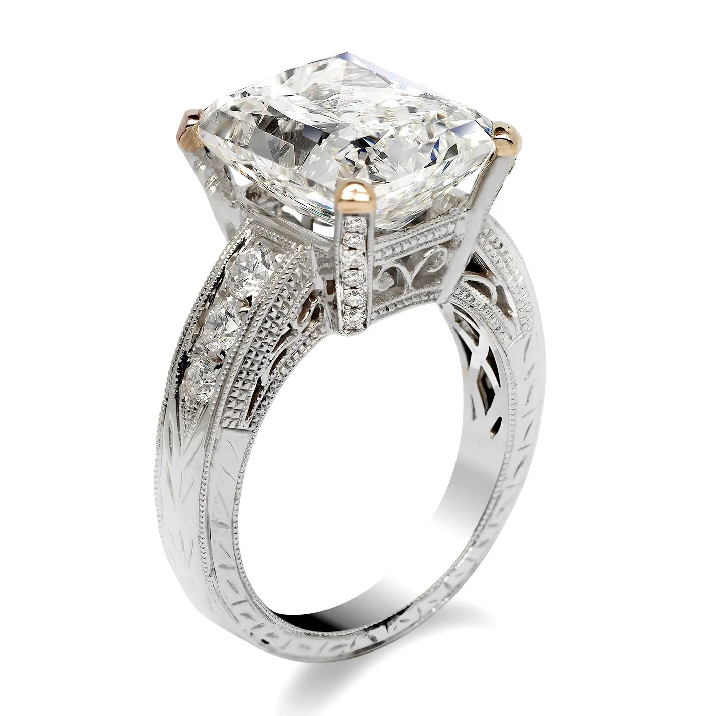 QUEEN 9 CARAT RADIANT CUT F COLOR VS2 CLARITY DIAMOND ENGAGEMENT RING 18K GOLD CERTIFIED 8 CT F VS2 BY MIKE NEKTA