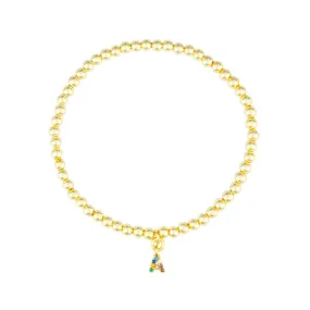 RAINBOW CZ IDENTITY BRACELET GOLD - CHOOSE YOUR INITIAL