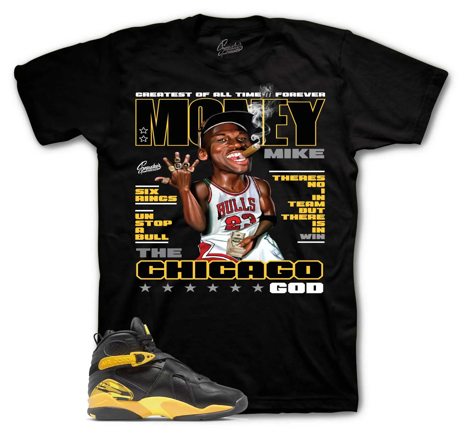 Retro 8 Taxi Shirt - Money Mike - Black