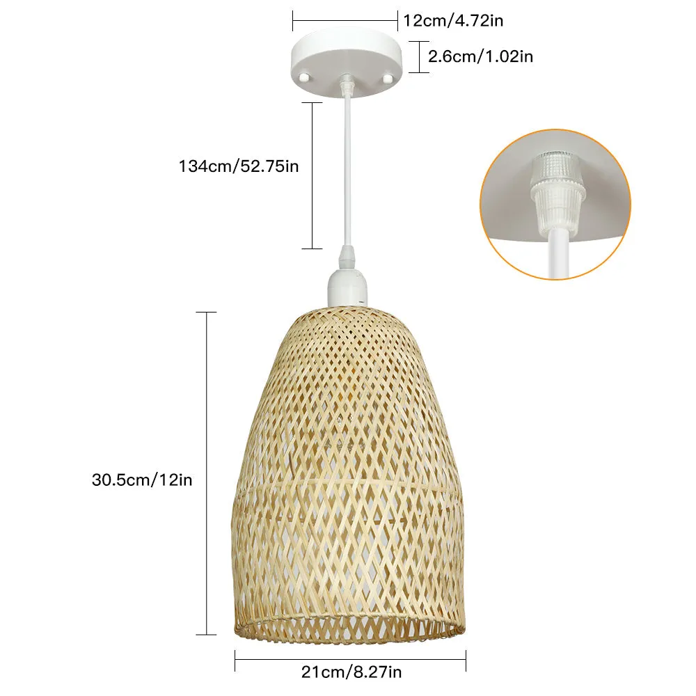 Retro Bamboo Woven Pendant Lights, Hand-Woven Caged Ceiling Lamp