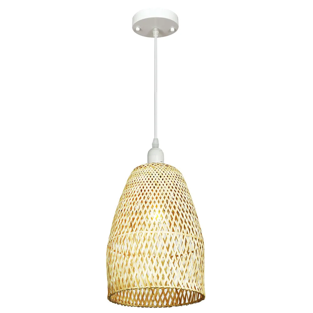 Retro Bamboo Woven Pendant Lights, Hand-Woven Caged Ceiling Lamp