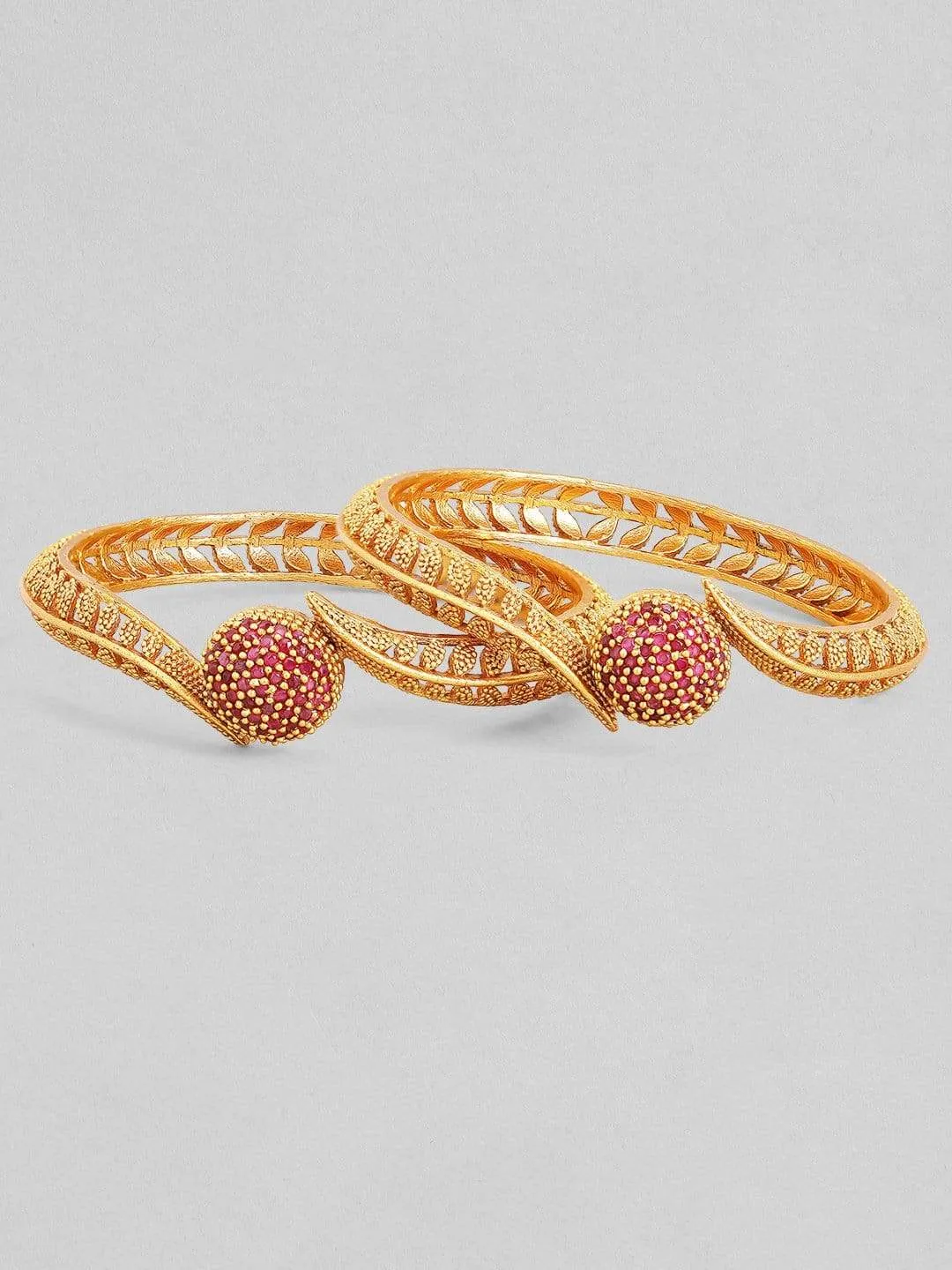 Rubans Set Of 2 Gold-Plated Red Enamelled Bangles