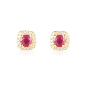 Ruby Halo Earrings