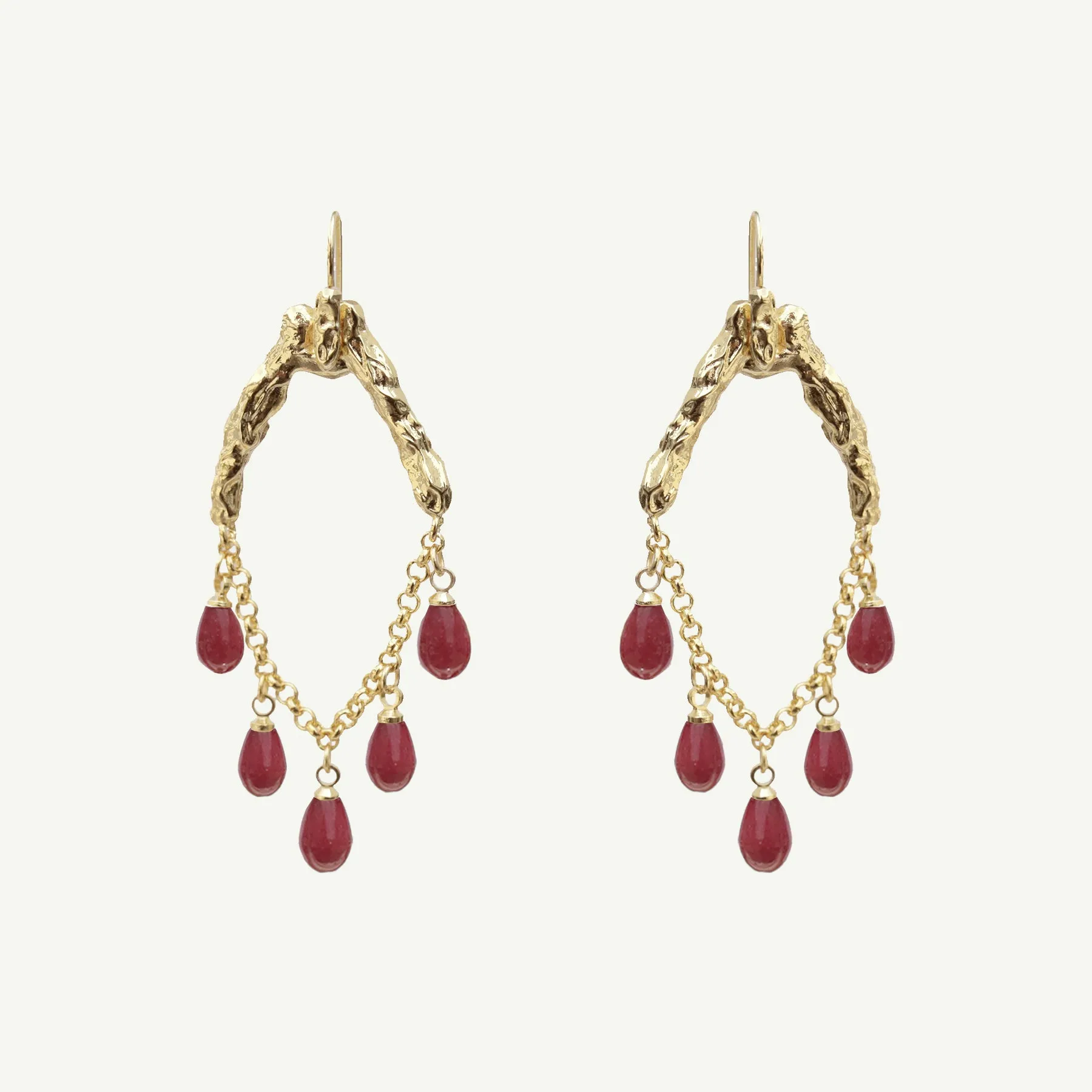 Selene Red Jade Earrings Small