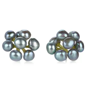 Small Gray Baroque Freshwater Pearl Jacks Earrings