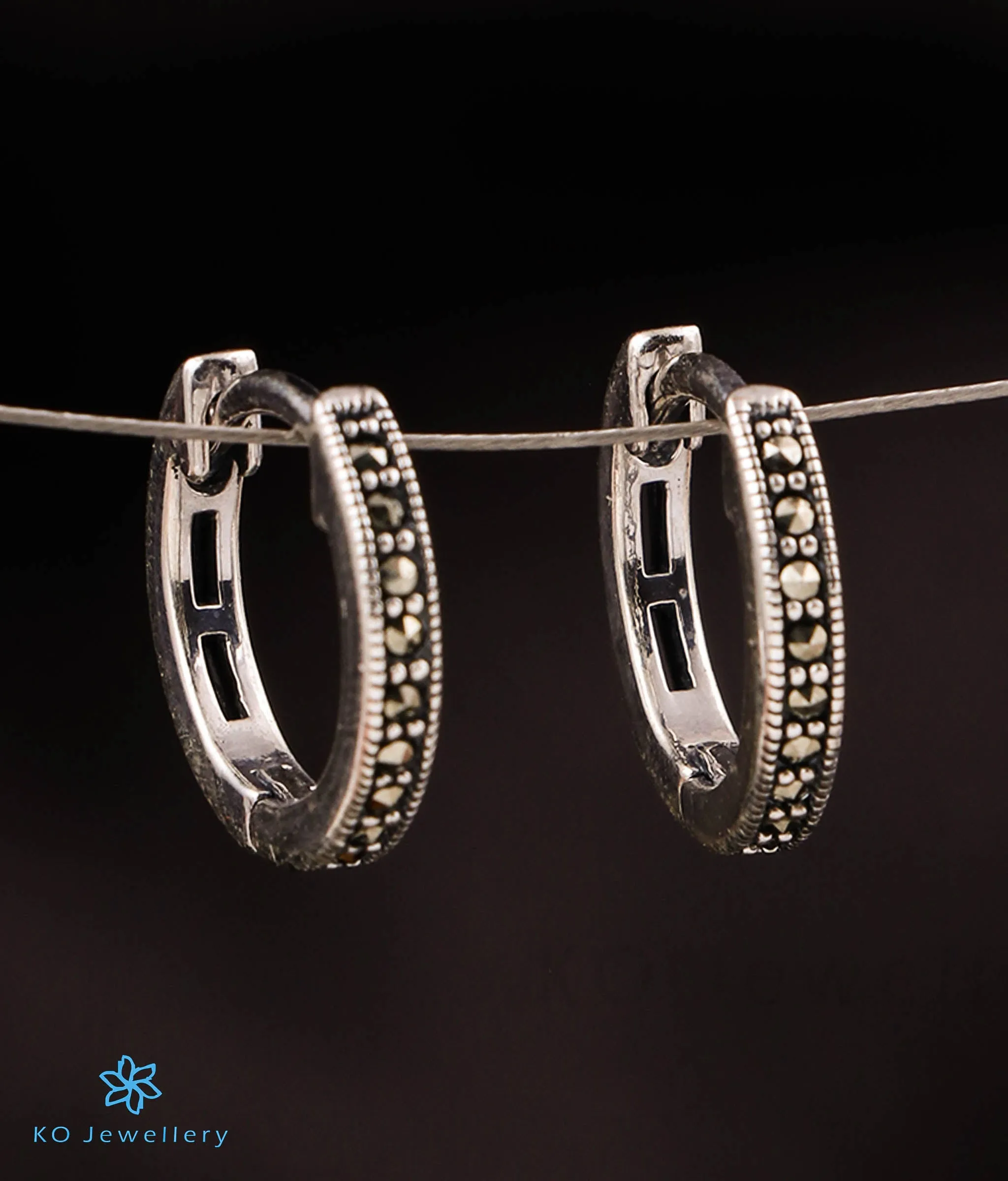 The Subtle Silver Marcasite  Hoop Earrings