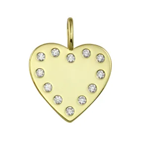 White Stones Heart Charm